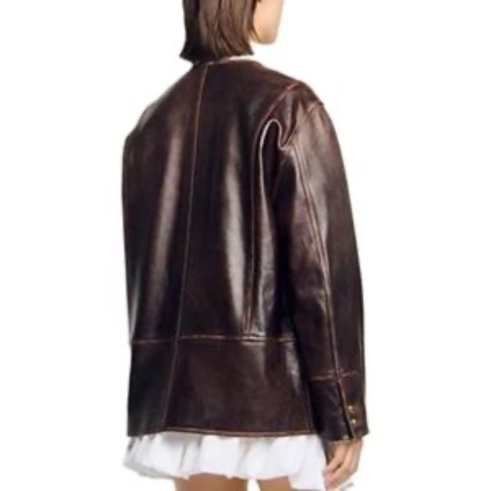 Jerem Long Distressed Leather Jacket - Picture 3 of 8